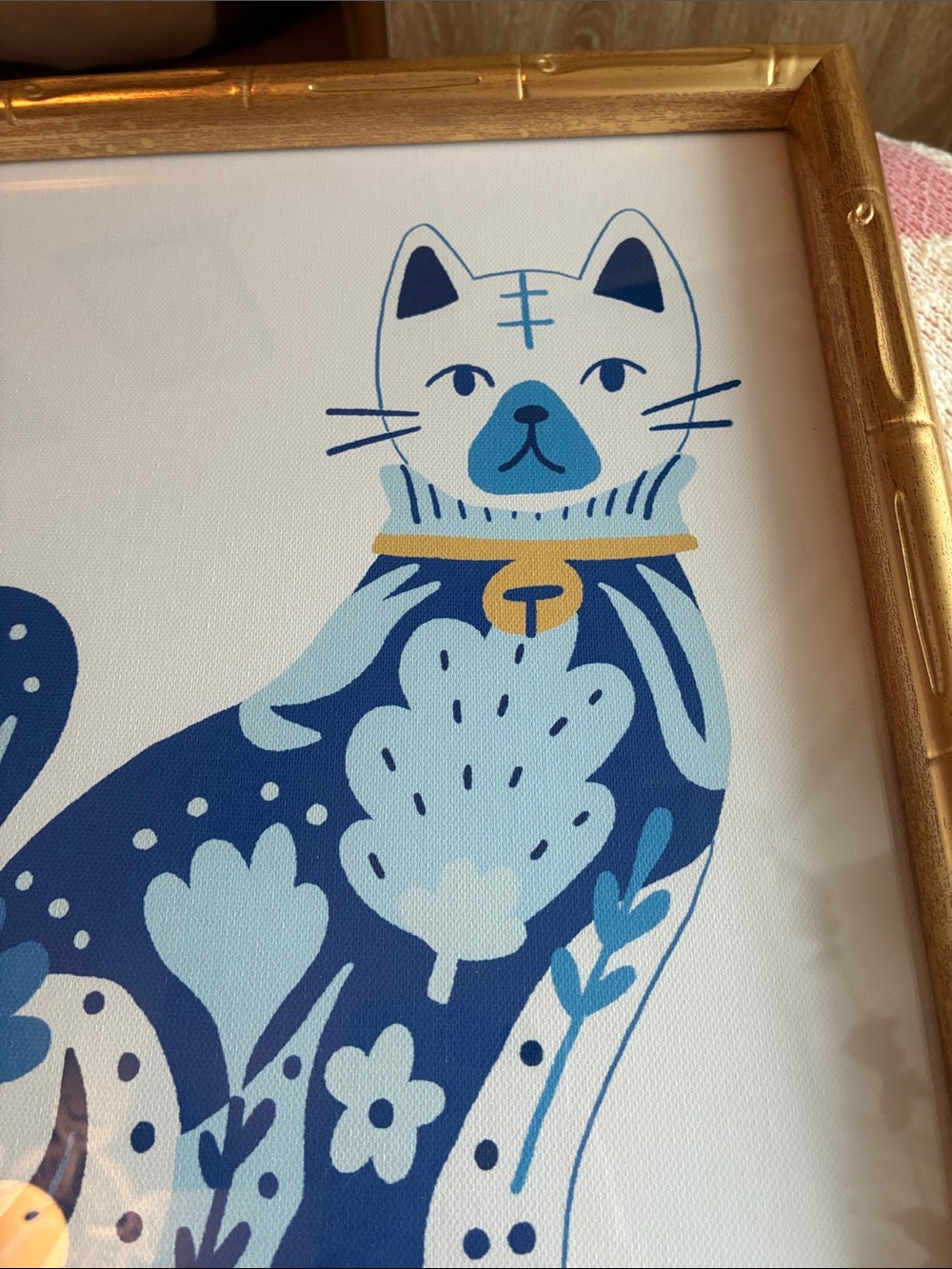 Sapna Shah Blue and white cat framed picture - Picture 7 of 9